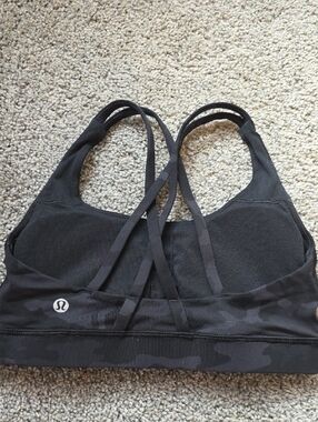 lululemon athletica Black Strappy Camo-Print Sports Bra